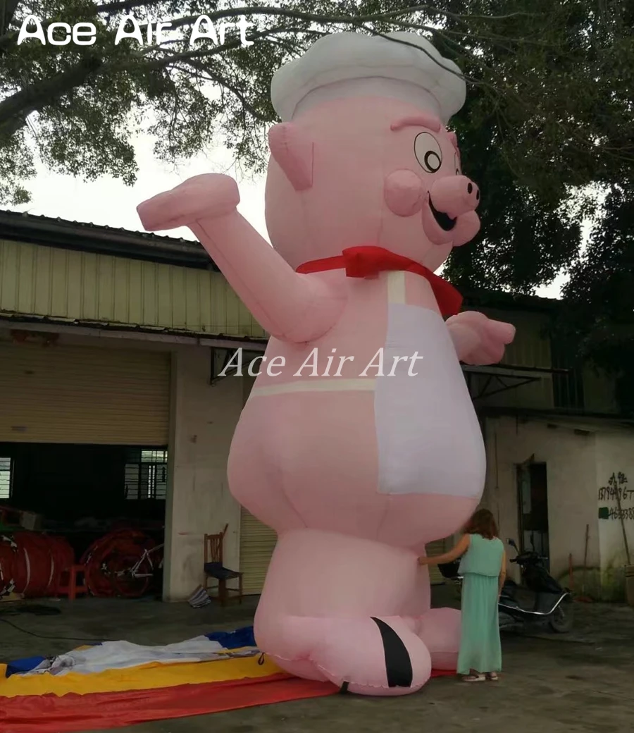 Гигантская надувная Розовая Свинья Кук для ресторана открытие модель свинья