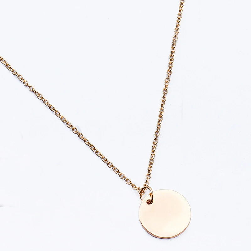 Минималистичное круглое ожерелье с подвеской в виде монеты диска цепочки для