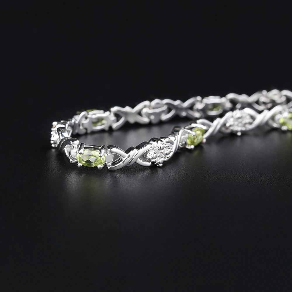 Женский теннисный браслет GemStoneKing из серебра 925 пробы с натуральным Перидотом и