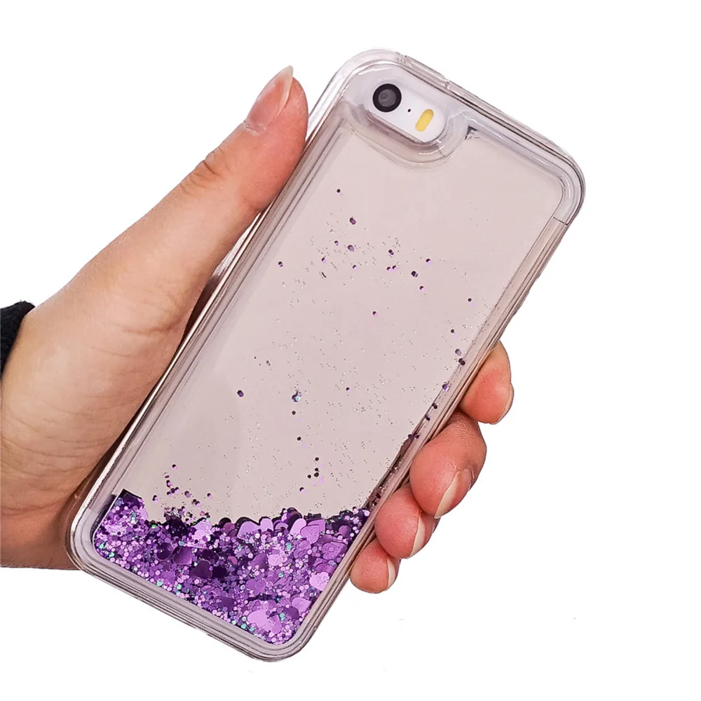 Крышка чехол для телефона iPhone5/5S/SE динамичный жидкий песок блеск зеркало Стиль