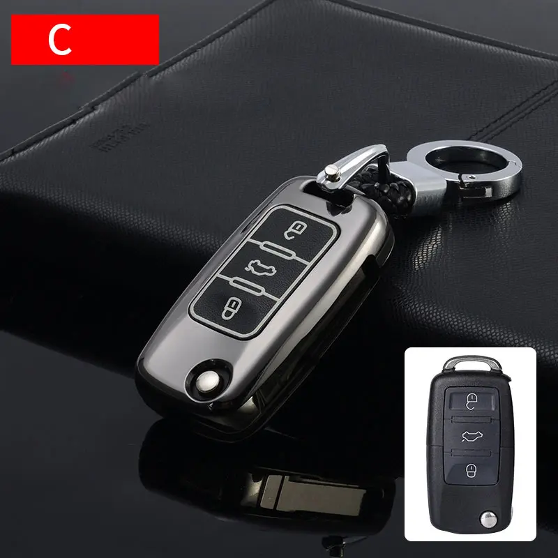 C Black Чехол для ключей из цинкового сплава для Volkswagen VW Tiguan MK2 Passat B7 B8 CC для Skoda Superb A7 Футляр для ключей - Название цвета: C Black