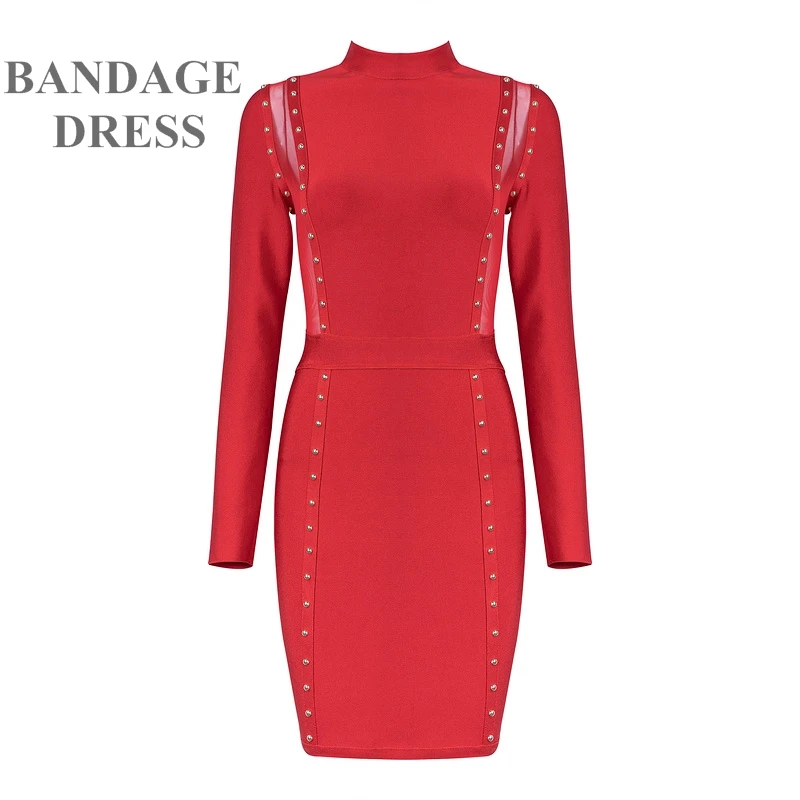 2017 новые осенние пикантные Бандажное платье с бисером длинными рукавами