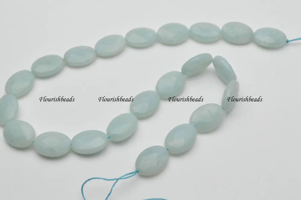 

Natural Pure Color Faceted Amazonite Flat Oval Shape Stone Loose Beads Jewelry making supplies