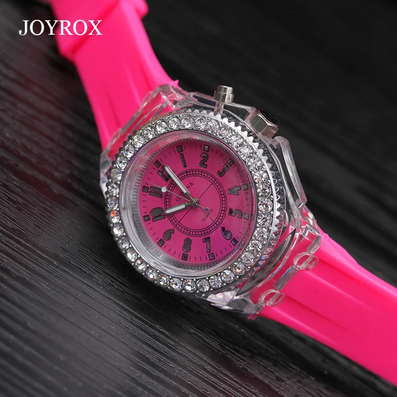 JOYROX Светящиеся светодиодный светящийся свет электронные часы горячие женские Кварцевые Wirstwatch повседневные студенческие часы relogio feminine