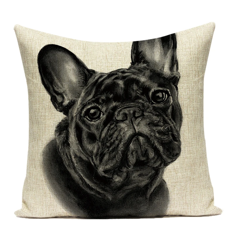 Разноцветная наволочка в виде французского бульдога декоративные подушки для