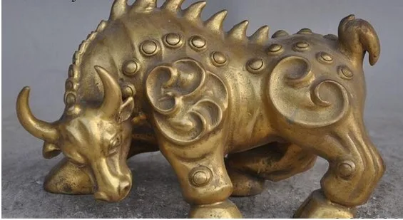 YM 308 счастливая фотография латунная статуя богатства ruyi Китайский Фэншуй bull oxen