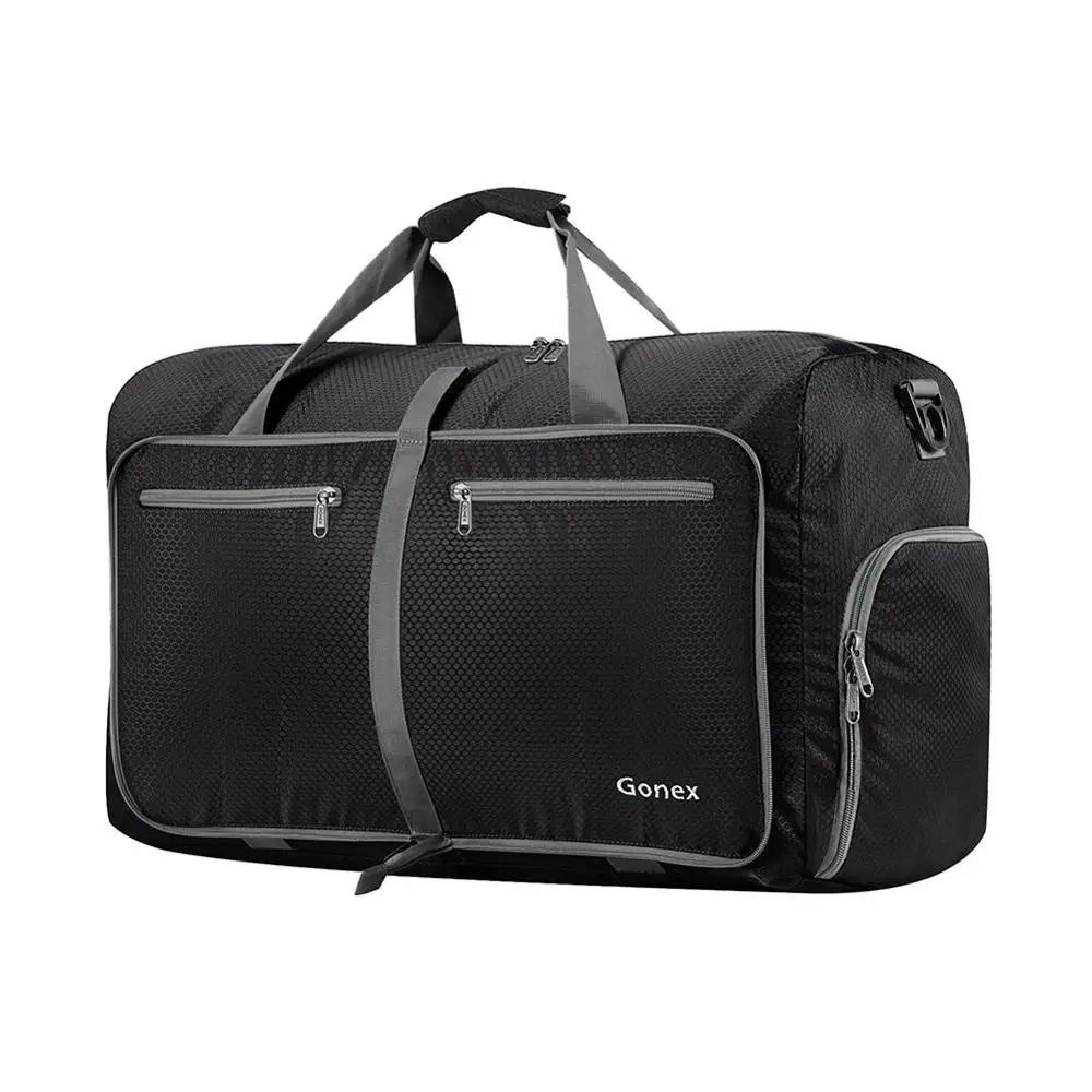 Black Gonex 40L дорожная сумка для багажа, сверхлегкая сумка для чемодана, складная сумка для мужчин и женщин, для отдыха, выходных, поездок, отдыха - Цвет: Black