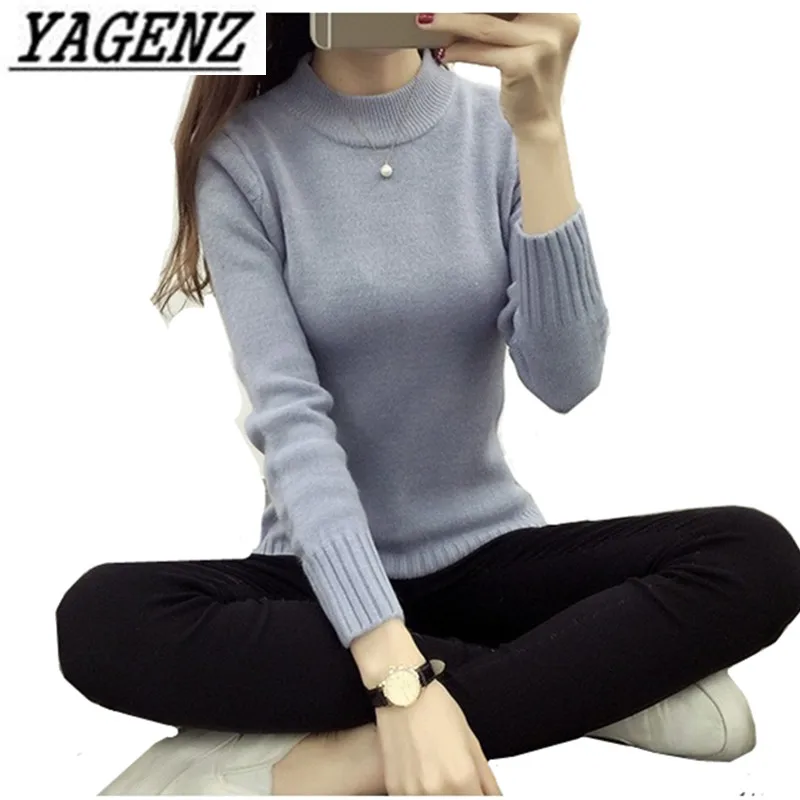 2020 Hot seller Autumn Winter Women's Turtleneck Pullover Sweaters Korean Slim Solid Warm Lady Long sleeve Knit shirt | Женская