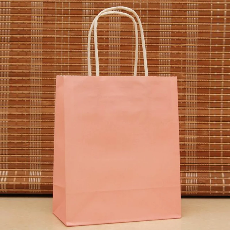 18x15x8cm 20pcs/lot Pink Paper Hand Carry Bags Recyclable Gift Jewelry Packaging Shopping Bags For Boutique Z173