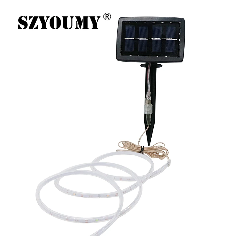 

SZYOUMY BIG Solar Panel LED Strip Solar Powered SMD2835 100Leds 2 Lighting Mode IP68 Waterproof Indoor Outdoor Decoration