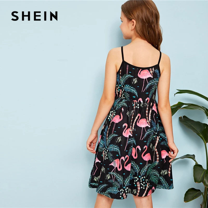 SHEIN Kiddie/красное платье в горошек с рюшами и открытыми плечами для девочек г. летнее расклешенное платье до колена с короткими рукавами для отдыха в стиле бохо