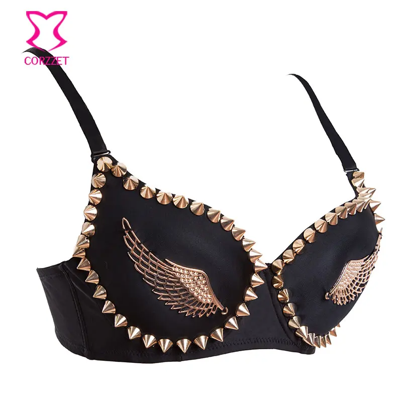 Женский бюстгальтер с заклепками и крыльями Corzzet Золотое нижнее белье в стиле