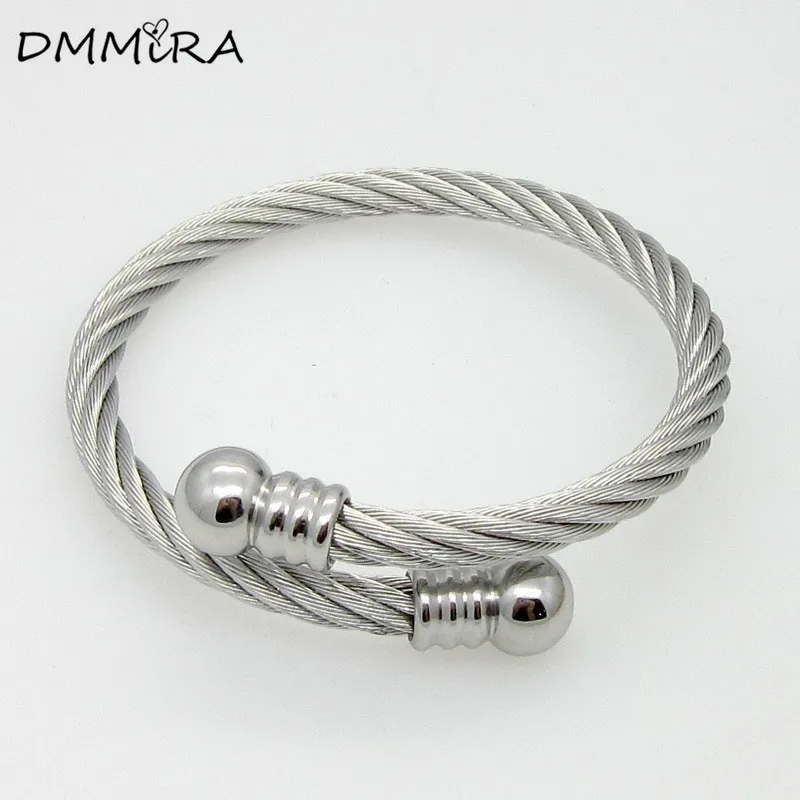 

Новинка Модные женские модные серебряные розовые золотые застежки из нержавеющей стали скрученные круглые браслеты-манжеты из проволоки браслеты ювелирные изделия