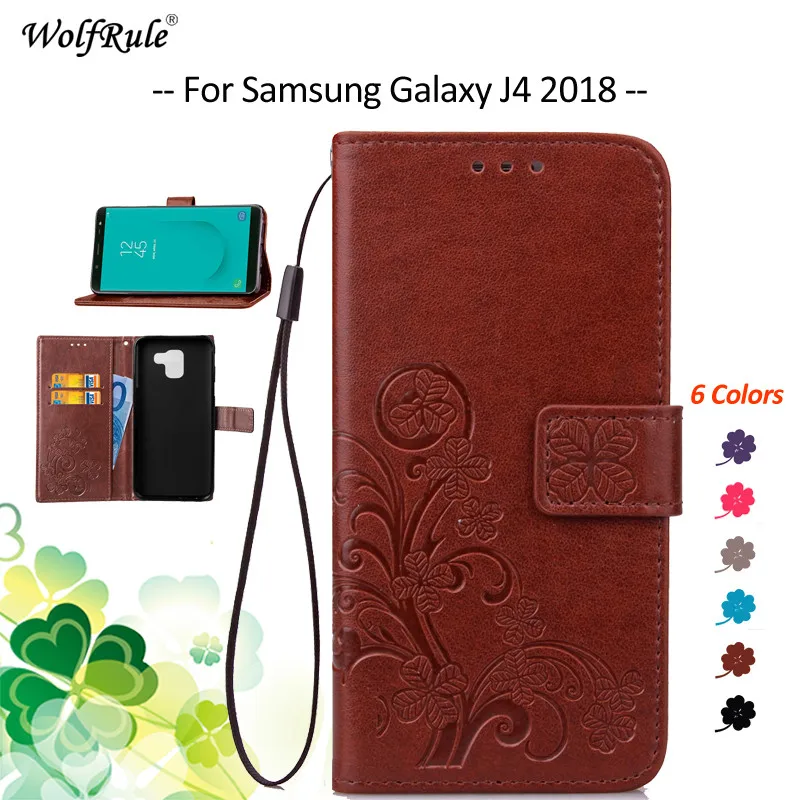Чехол для Samsung Galaxy J4 2018 чехол WolfRule бампер Флип PU кошелек телефона подходящие Чехлы