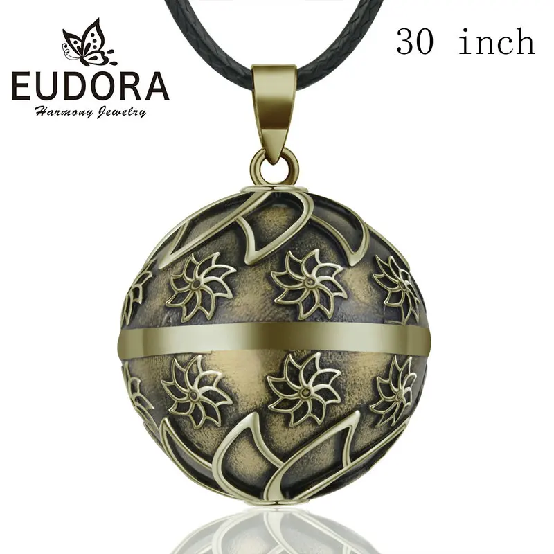EUDORA 20 мм медные цветы шар Боло с шаром Harmony кулон ожерелье колокольчики для беременных женщин детские Винтажные Ювелирные изделия N14NB342 - Окраска металла: N14NB342-30inch