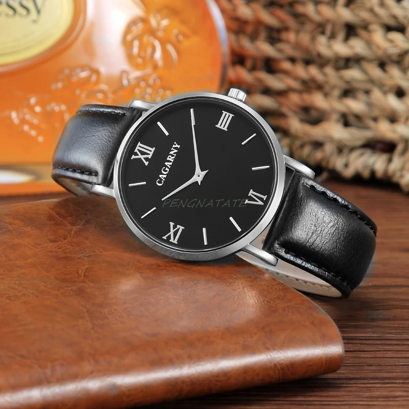 CAGARNY Top Brand Men Watches Leather Wristwatch Design Mens Quartz Watch cheap Hands Strap Waterproof Watche Gift|gift gifts|gifts malegift men |