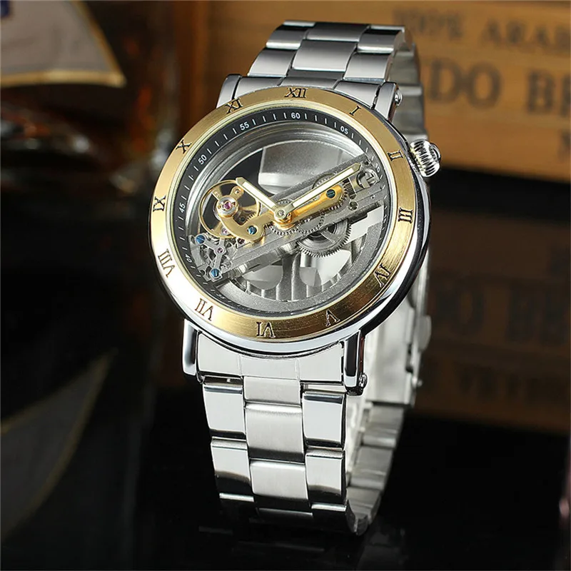 FORSINING Для мужчин часы Скелет Элитный бренд выдалбливают мужской механические