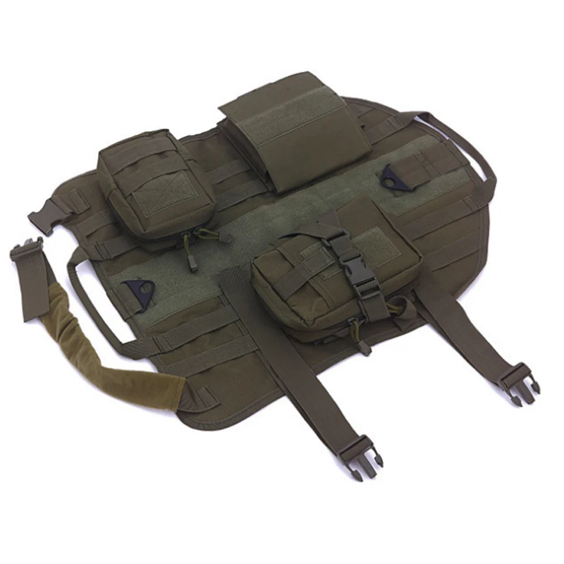 Army Green Поводок для собак Molle, Регулируемый жилет для тренировок на открытом воздухе с съемными мешками, LBShipping - Цвет: Army Green
