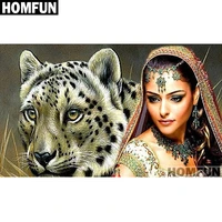 homfun full squareround drill 5d diy diamond painting leopard beauty embroidery cross stitch 3d home decor gift a01661