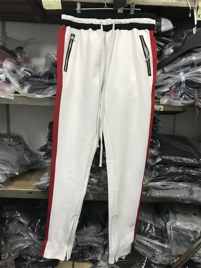 Черный. Уличный новый стиль белые штаны на молнии модная городская одежда в стиле