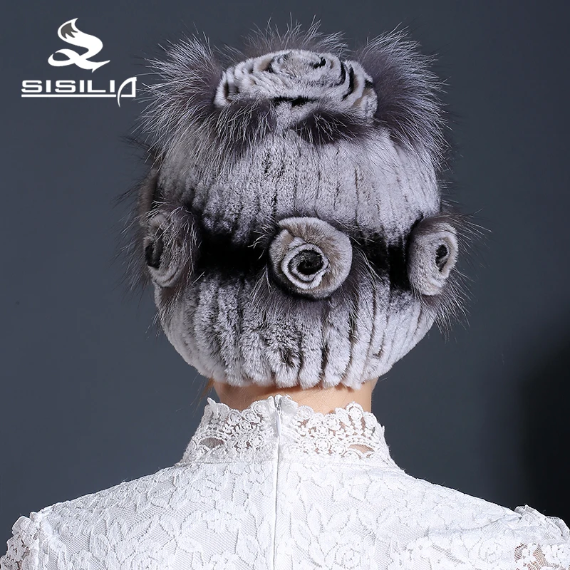 2016 Горячая Распродажа женская зимняя шапка из натурального меха 100% кролика рекс