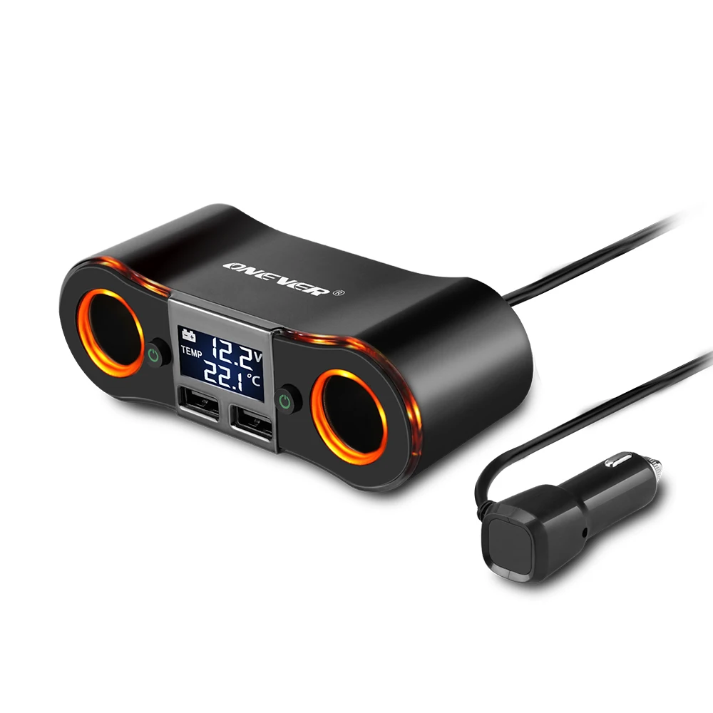 Onever 2 в 1 3.5A двойная USB розетка для автомобильного прикуривателя адаптер 2 прикуривателя автомобиля USB напряжение светодиодный дисплей для телефона DVR