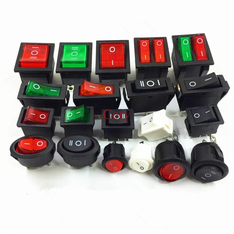 5 шт. SPST 2/3/4/6PIN на включение/выключение Круглый/квадратный лодка кулисный переключатель Мощность переключатель KCD czyc