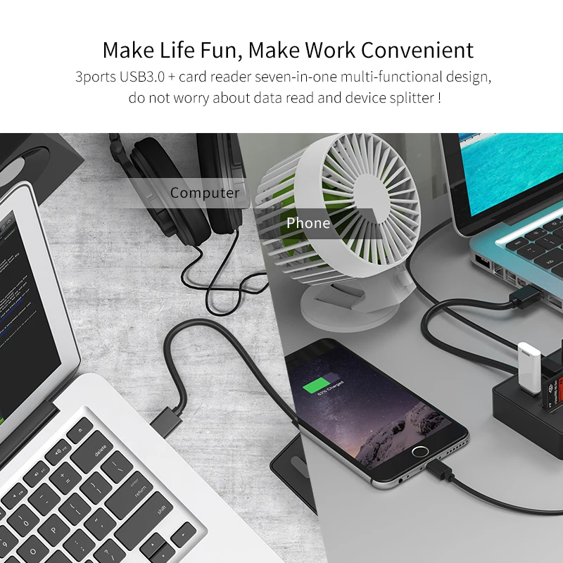 AIFFECT высокое Скорость 3 Порты USB разветвитель 0 концентратор конвертер с TF SD M2 MS Card