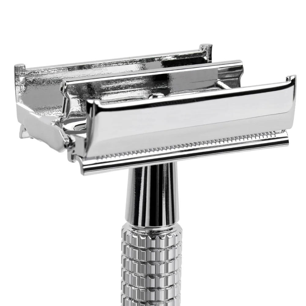 Фото QSHAVE 8,7 см короткая ручка классическая Безопасная бритва с 5 лезвиями в подарок посеребренный Эпилятор weishi прямая бритва удаление волос №5
