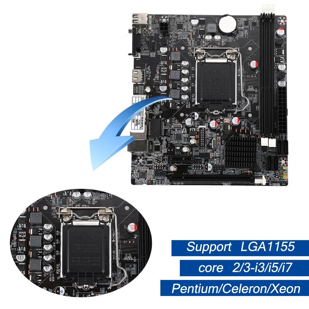 Материнская плата для настольного компьютера H61 LGA1155 макс. 16 Гб 2xDDR3 материнская плата для ПК материнская плата с поддержкой Core 2/3 Pentium/Celeron/Xeon