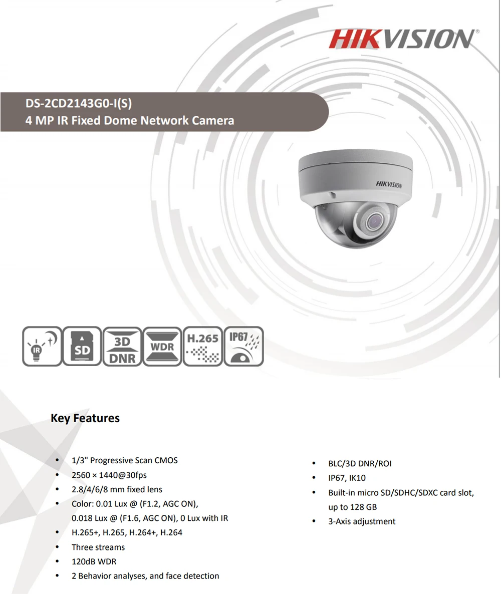 Hik 8CH POE NVR DS-7608NI-E2/8 P 6 шт. 4MP DS-2CD2143G0-I CCTV система безопасности купольная наружная ip-камера набор для наблюдения