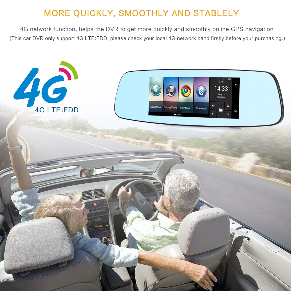 Smart 7" 4G Car Rear View Mirror DVR Camera Android 5.1 GPS Bluetooth Wifi Camcorder 2 Lens Automobile Video Recorder Dash Cam |
