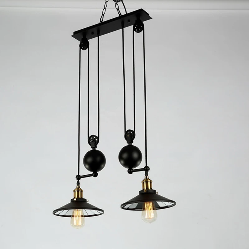

Retractable E27 Loft Industrial Wind Pendant Lights Adjustable 2 heads Pendant lamps For Parlor Suspension Hanging Lamps PA0355