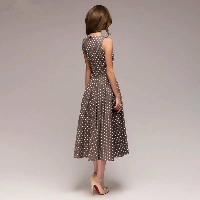 Винтажное платье 2018 Лето Новое без рукавов с круглым вырезом vestidos женское
