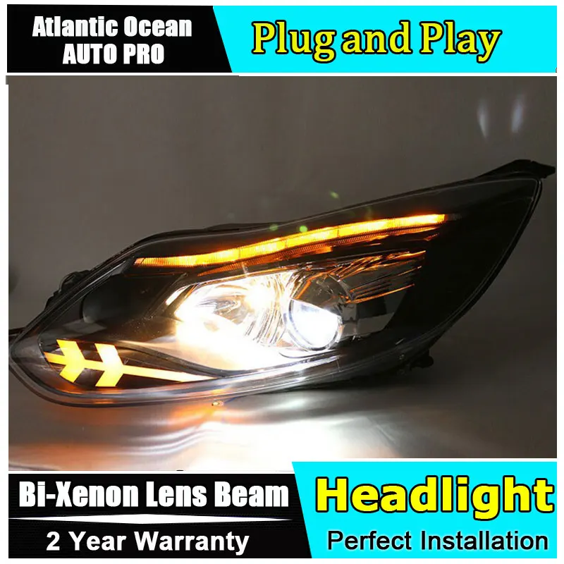 Ксеноновые фары для ford focus 2012 2014 Focus HID KIT kit bi xenon объектив СВЕТОДИОДНЫЙ DRL