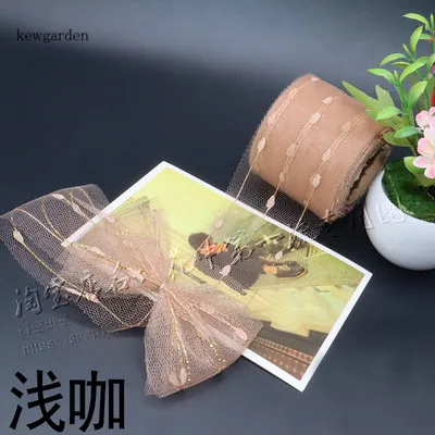 Кофе Kewgarden торговля золотая линия полоса кружева марлевые ленты 6 см 10 см вручную изготовленная лента DIY бант аксессуары атласная тесьма 25 ярдов - Цвет: Кофе