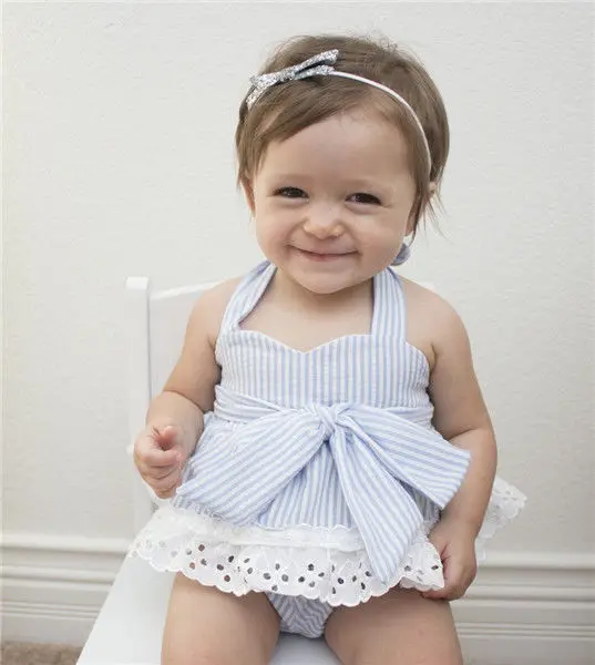 Кружевной укороченный топ в полоску для девочки + шорты с бантиком