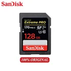 100% Оригинальный SanDisk Extreme PRO SD карта 128 Гб 64 ГБ 32 ГБ класс 10 SDXC SDHC карта памяти 170 МБс. для зеркальной камеры