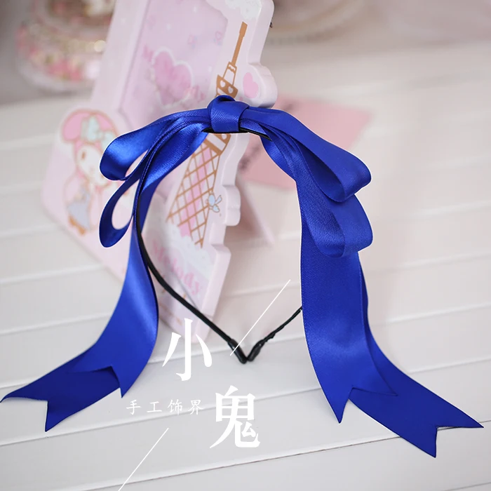 Royal blue Японская девушка ручной работы негабаритных оголовье DIY лук аксессуары для волос головной убор Лори Лолита Mengniang COS оголовье - Цвет: Royal blue