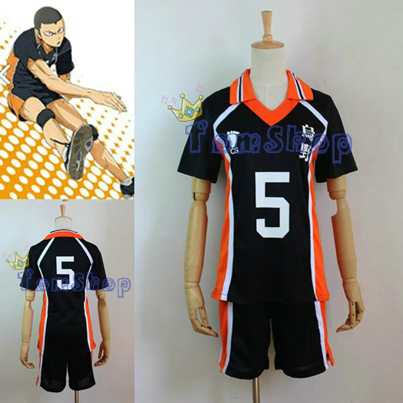

Anime Haikyuu!! Karasuno High School #5 Tanaka Ryunosuke Volleyball Club Jersey Cosplay Costume Sports Wear Uniform M L XL XXL