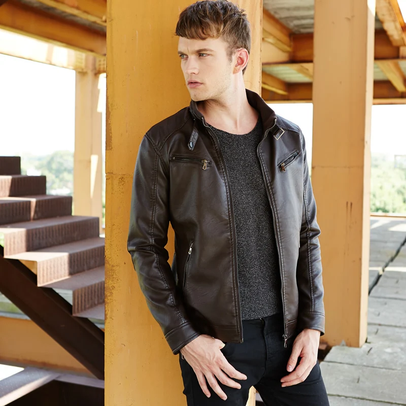 

European Streetwear Society Guy Tide Brand Spring New Fashion Slim Men's Leather Jacket Men Youth Business Versatile Jackets