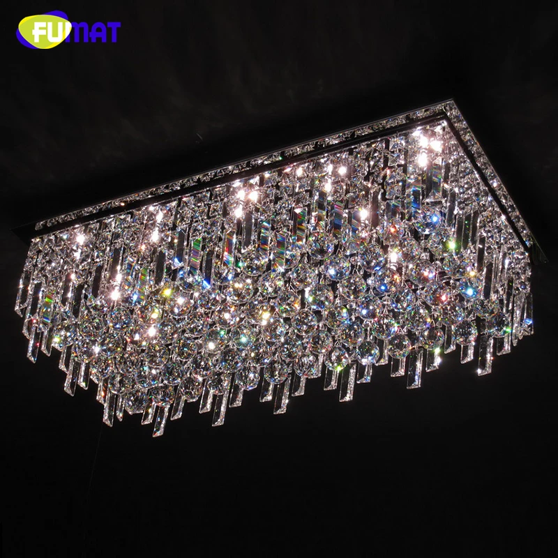 Потолочная люстра из кристаллов FUMAT K9 прямоугольная для гостиной столовой