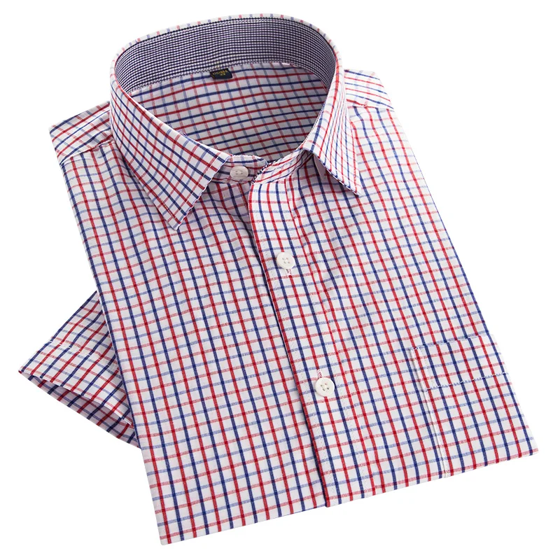 Рубашка мужская повседневная в клетку модная блуза кроя Slim Fit стиле пэчворк с