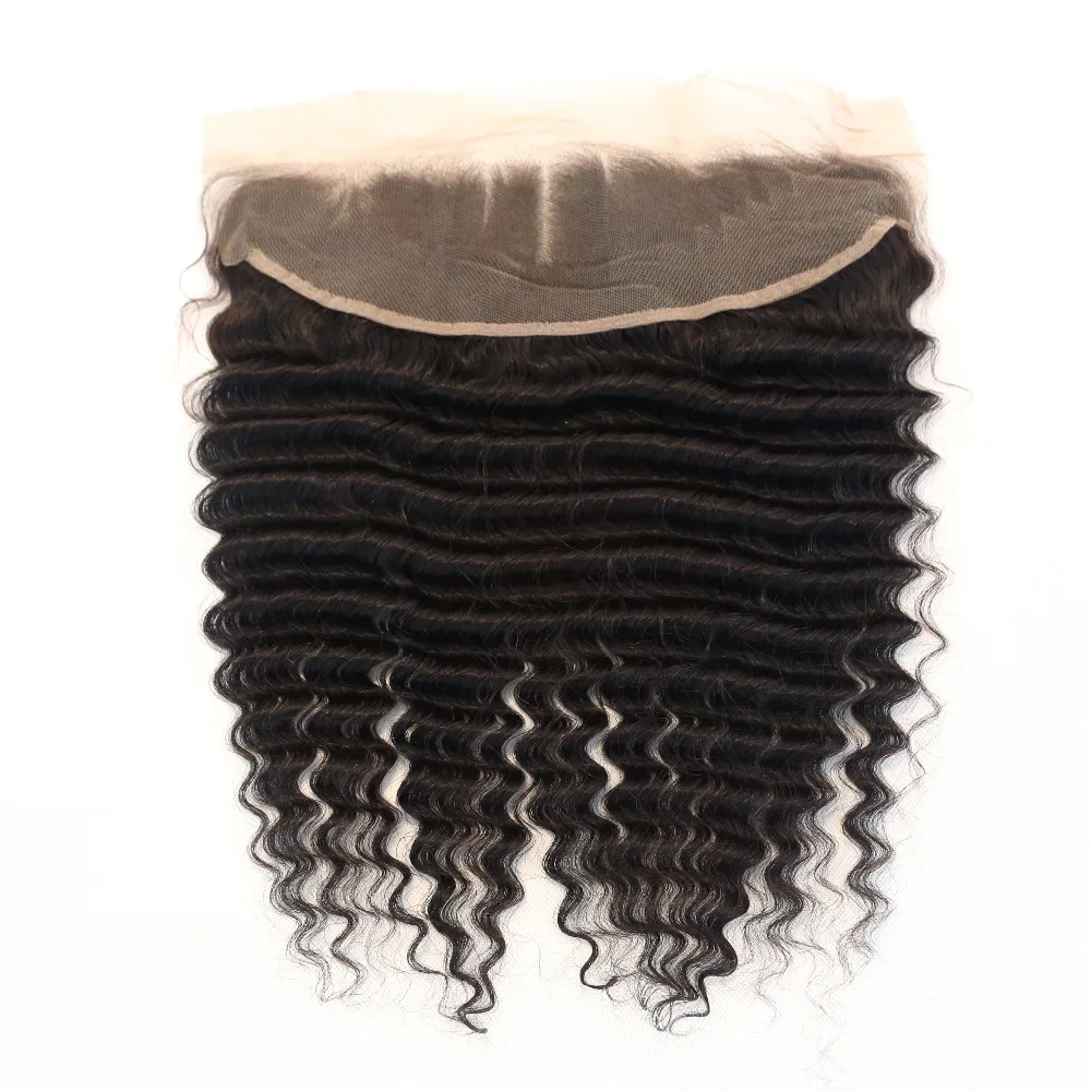 7A Cheap Brazilian Deep Wave Lace Frontal Closure 13x4 Virgin Human Hair With Baby Full Frontals |