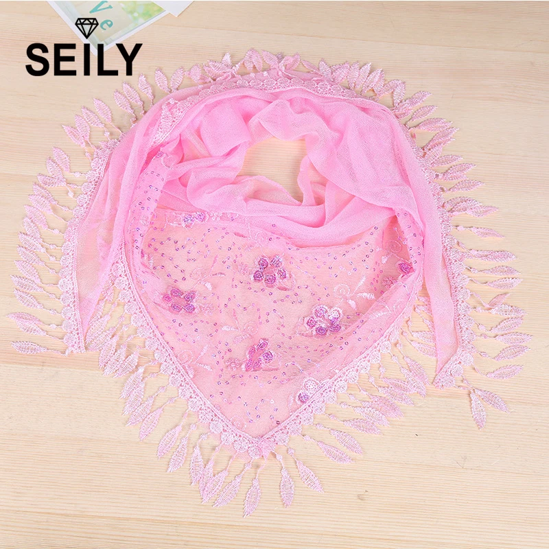 Винтажный вышитый цветок с блестками кисточка вязание крючком длинный шифоновый