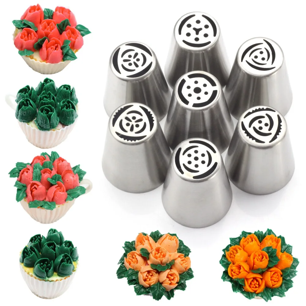 Набор насадок из нержавеющей стали для украшения торта 7 шт. | Дом и сад