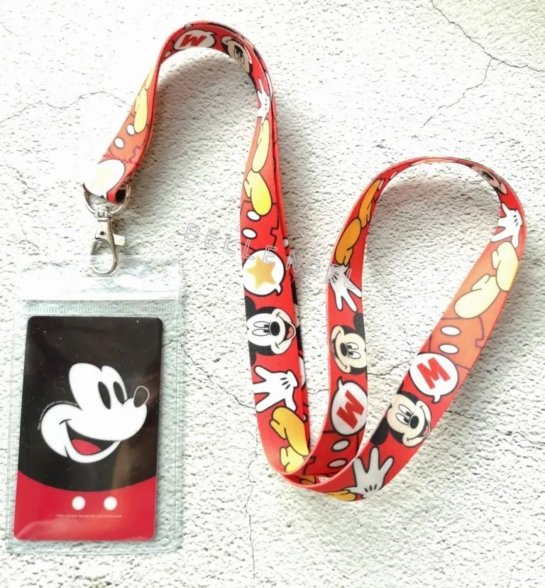 1 шт., с рисунком Микки и Минни, ремни на шею, язычки, автобус, метро, ID Card, Key Condole belt, смешанные