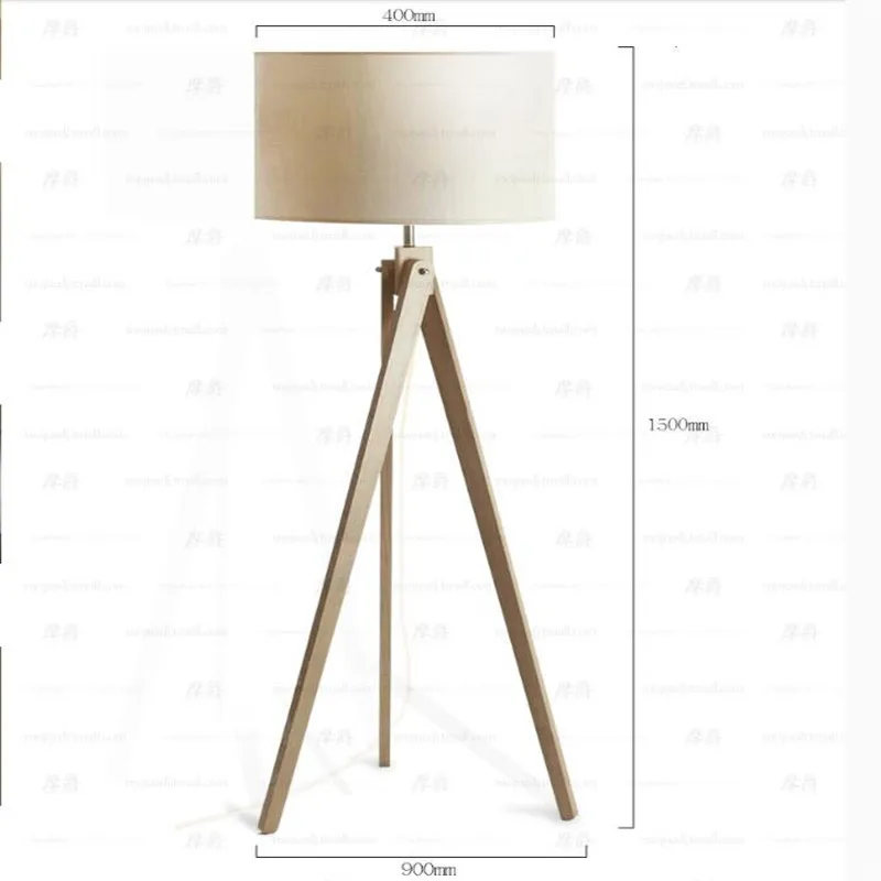 Европейская Скандинавская Напольная Лампа E27 из дерева ручной работы с 3 ножками