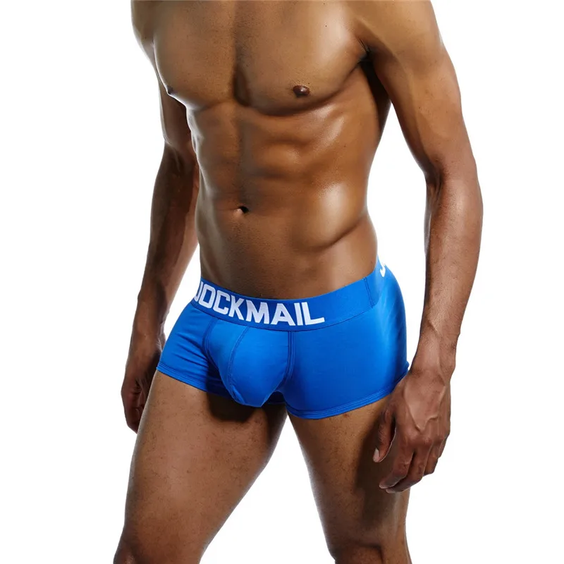 JOCKMAIL, фирменное Мужское нижнее белье, боксеры, трусы, хлопок, u-образный выпуклый мешочек, Cuecas, боксеры, Calzoncillos Hombre, Мужские боксерские шорты для геев, трусы