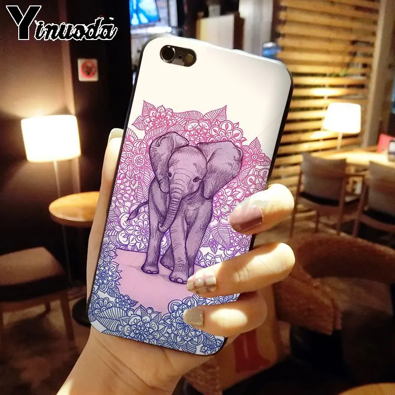 Yinuoda elephant animal indian DIY Painted Phone Accessories Case for iPhone 5 5Sx 6 7 7plus 8 8Plus X XS MAX XR case | Мобильные